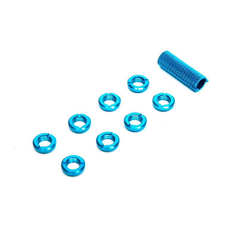 Radio Switch Nuts (8) & Wrench, Blue, Spektrum