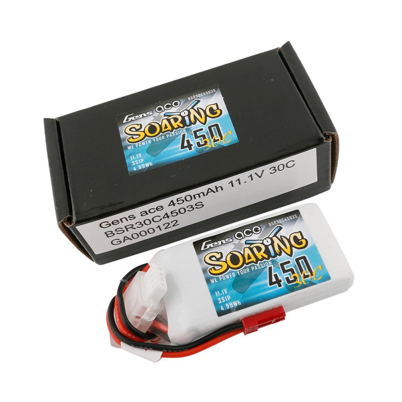 450mAh 3S 11.1V 30C LiPo, JST Plug, Gens Ace