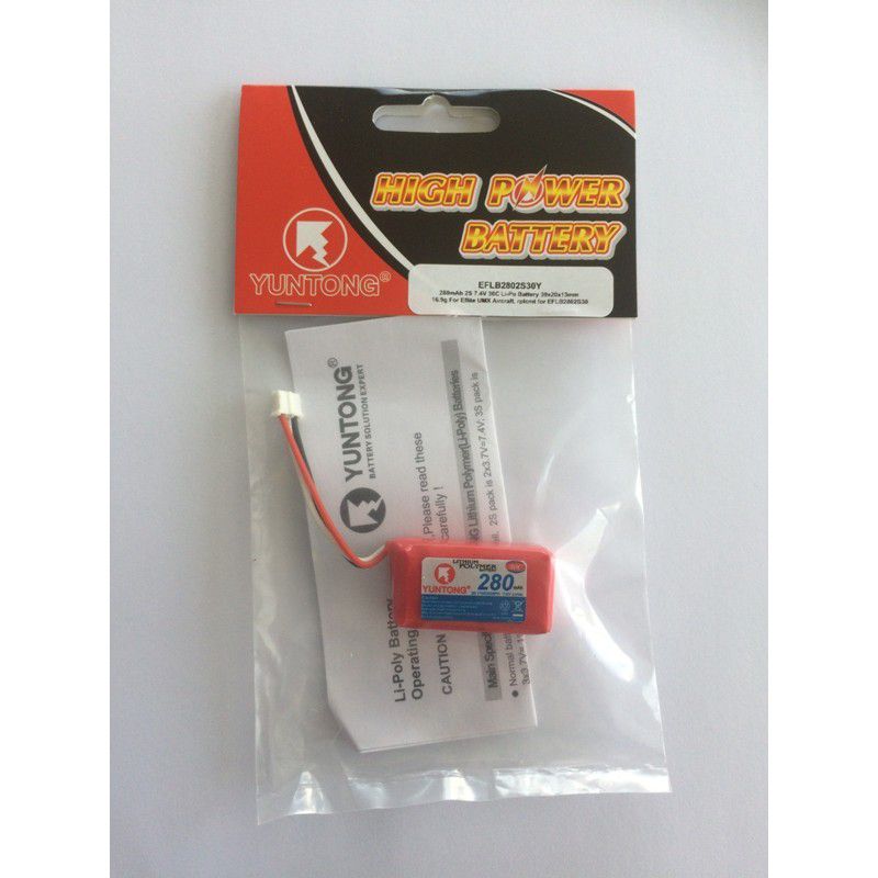 280mAh 2S 7.4V 30C LiPo, UMX Plug