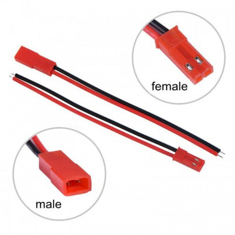 JST M/F Set With 20AWG Silicone Wire, 1 Pair