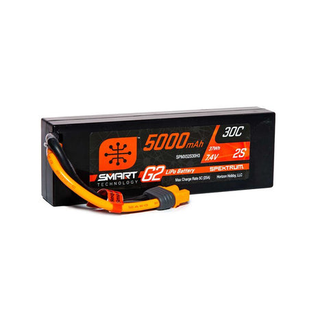 5000mAh 2S 7.4V Smart G2 LiPo 30C Hard Case iC3 Plug, Spektrum