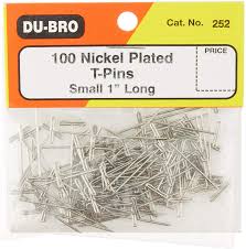 Nickel Plated T-Pins Small 1" Long x100