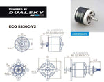 ECO 5330C V2 Brushless Outrunner Motor Set, 8 Cell, 280Kv, Dual Sky