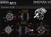 X-Motor XM6352EA-20 V3 Brushless Outrunner Motor Set, 8 Cell, 280Kv, Dual Sky