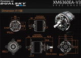 X-Motor XM6360EA-19 V3 Brushless Outrunner Motor Set, 10 Cell, 220Kv, Dual Sky
