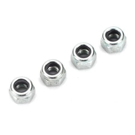 4mm (M4) Nylon Insert Lock Nuts, Zinc Plated, 4pkg, Du-Bro