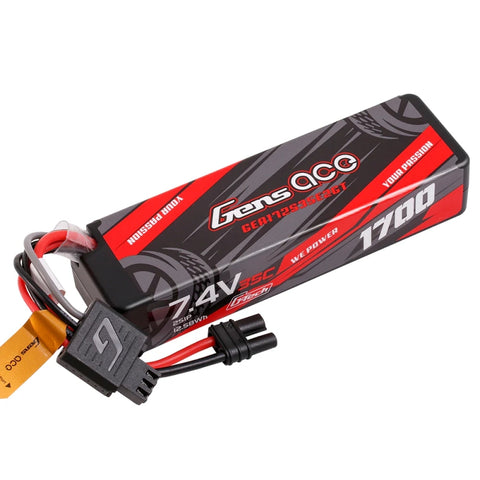 1700mAh 2S 7.4V 35C Hard Case LiPo, EC2 Plug, Gens Ace