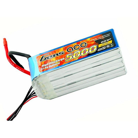 5000mAh 6S 22.2V 45C LiPo, EC5 Plug, Gens Ace