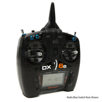 Radio Switch Nuts (8) & Wrench, Black, Spektrum