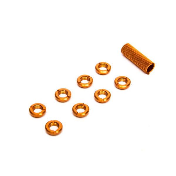 Radio Switch Nuts (8) & Wrench, Orange, Spektrum
