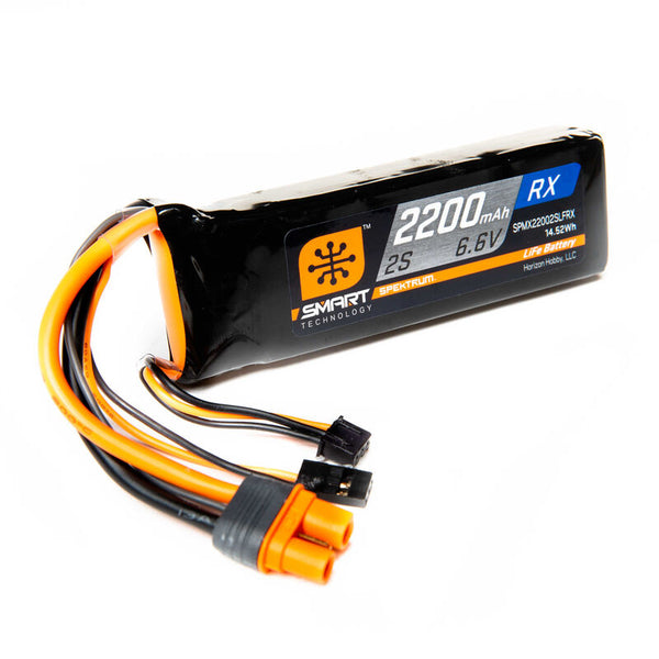 2200mAh 2S 6.6V Smart Li-Fe RX / ECU Battery IC3+RX Plug, Spektrum