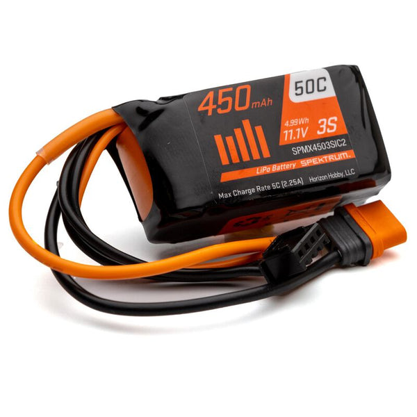 450mAh 3S 11.1V 50C LiPo, IC2 Plug, Spektrum