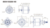 ECO 5322C V2 Brushless Outrunner Motor Set, 8 Cell, 300Kv, Dual Sky