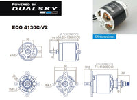 ECO 4130C V2 Brushless Outrunner Motor Set, 6 Cell, 375Kv, Dual Sky