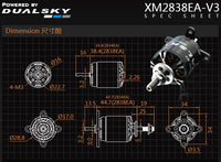 X-Motor XM2838EA-10 V3 Brushless Outrunner Motor Set, 2-3 Cell, 1250Kv, Dual Sky