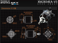 X-Motor XM2834EA-11 V3 Brushless Outrunner Motor Set, 2-3 Cell, 1370Kv, Dual Sky