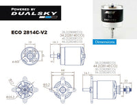 ECO 2316C V2 Brushless Outrunner Motor Set, 2-3 Cell, 1250Kv, Dual Sky