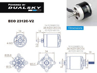 ECO 2312C V2 Brushless Outrunner Motor Set, 2-3 Cell, 1150Kv, Dual Sky