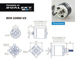 ECO 2308C V2 Brushless Outrunner Motor Set, 2-3 Cell, 1500Kv, Dual Sky