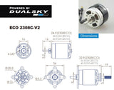 ECO 2308C V2 Brushless Outrunner Motor Set, 2-3 Cell, 1500Kv, Dual Sky
