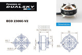 ECO 2306C V2 Brushless Outrunner Motor Set, 2-3 Cell, 1900Kv, Dual Sky