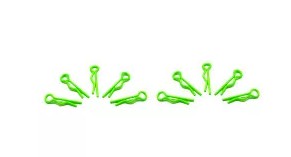 Body Clips (R Clips), Small, Bent, Fluorescent Green, 10pkg, ArrowMax
