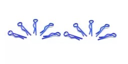 Body Clips (R Clips), Small, Bent, Metallic Blue, 10pkg, ArrowMax