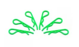 Body Clips (R Clips), Bent, Fluorescent Green, 6pkg, ArrowMax