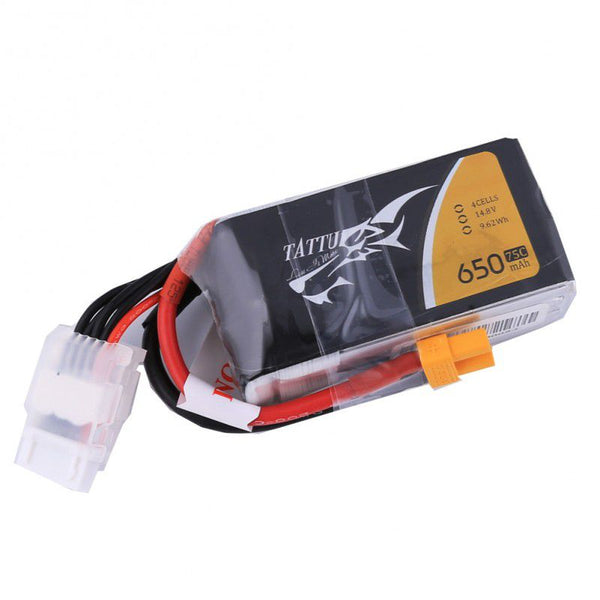 650mAh 4S 14.8V LiPo, XT30 Plug, Gens Ace Tattu