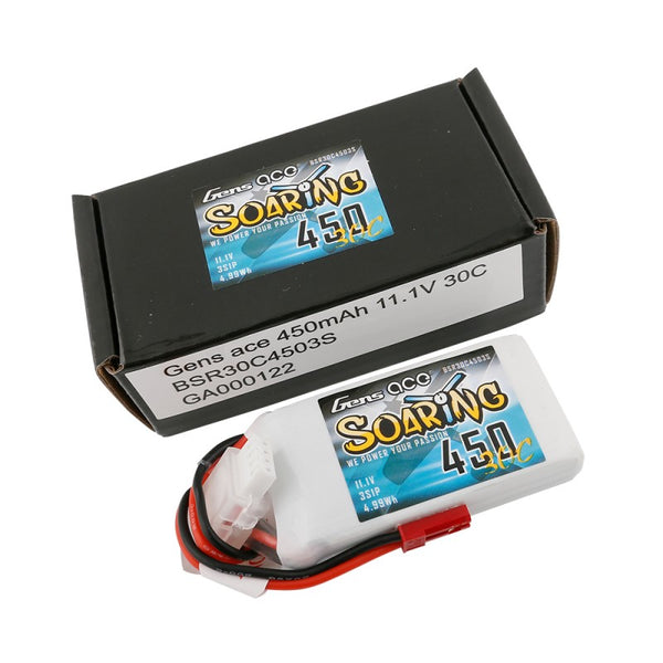 450mAh 3S 11.1V 30C LiPo, JST Plug, Gens Ace