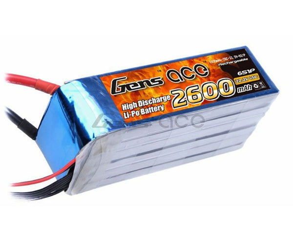 2600mAh 6S 22.2V 45C LiPo, EC3 Plug, Gens Ace