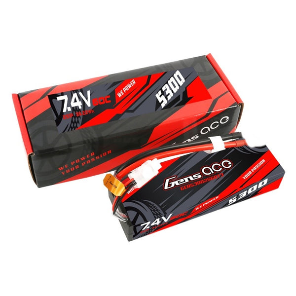 5300mAh 2S 7.4V 60C HC LiPo, EC5 Plug, Gens Ace