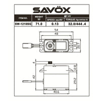 32kg @ 7.4V STD size Waterproof Servo, Savox SW-1210SG PLUS