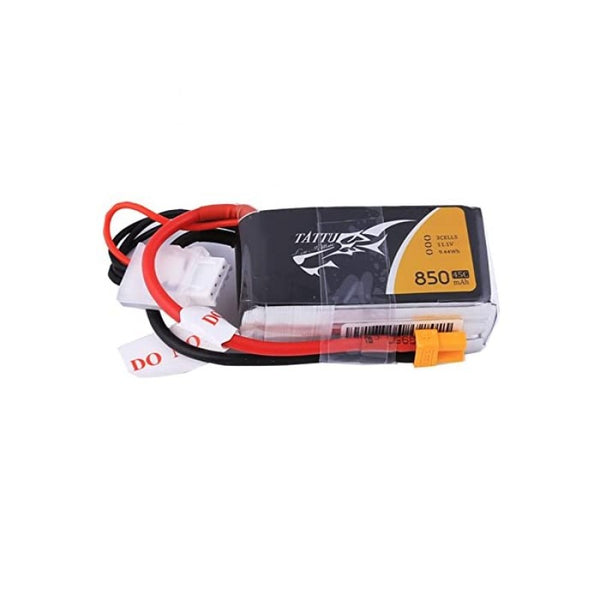 850mAh 3S 11.1V 45C LiPo, XT30 Plug, Gens Ace Tattu