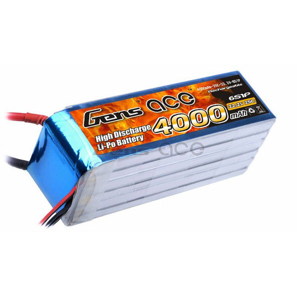 4000mAh 6S 22.2V 45C LiPo, EC5 Plug, Gens Ace