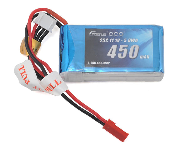 450mAh 3S 11.1V 45C LiPo, JST Plug, Gens Ace